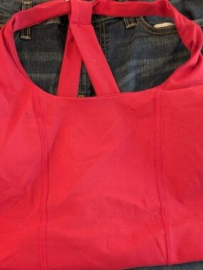 MTA Sport Bright Red Strappy Crossover Sports Bra